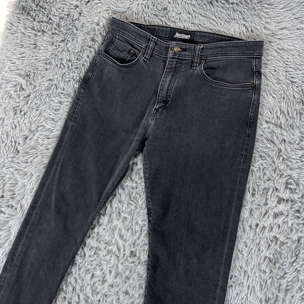 Revtown Jeans Mens 33x26 Black Faded Automatic Slim Leg Denim Mid Rise